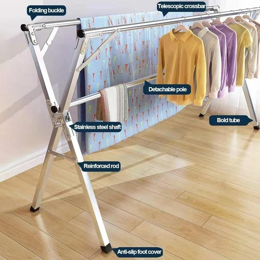 Heavy Duty Stainless Steel Foldable X-Type Clothes Drying Rack For outdoor & Indoor