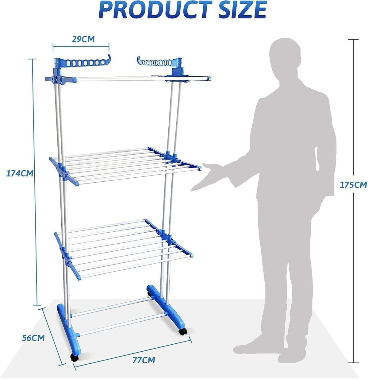 Three Layer Cloth Rack with Stainless Steel Rods