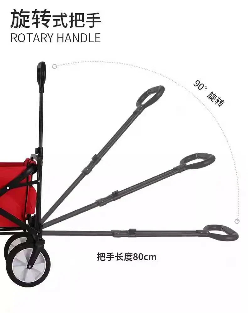Heavy Duty Folding Garden Wagon with Adjustable Rotary Handle