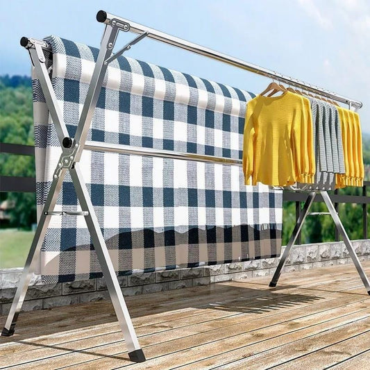 Heavy Duty Stainless Steel Foldable X-Type Clothes Drying Rack For outdoor & Indoor