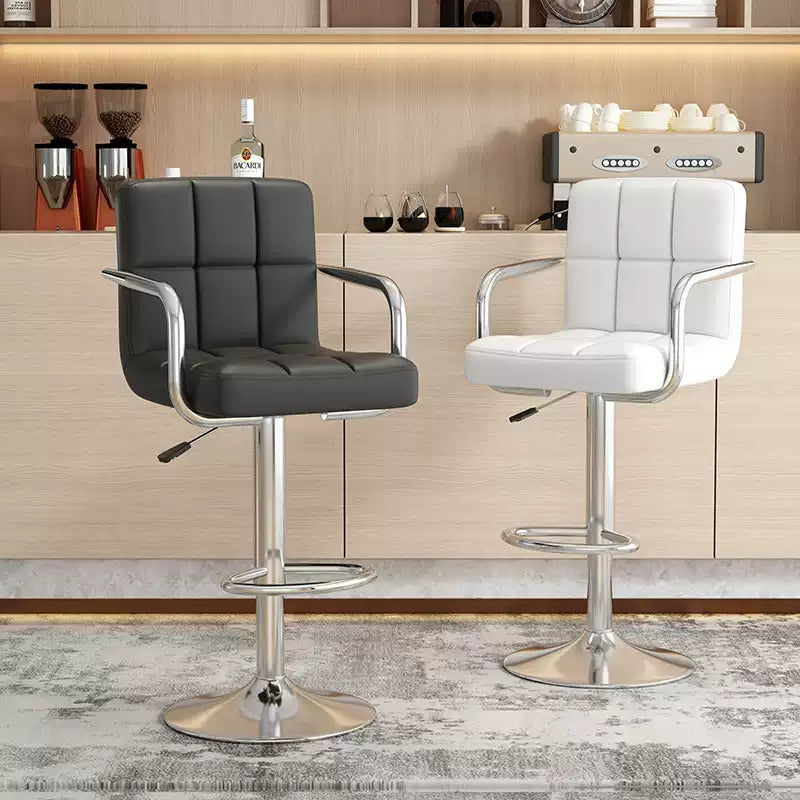Modern Height Adjustable Bar Stool, PU Leather Swivel Counter Chair
