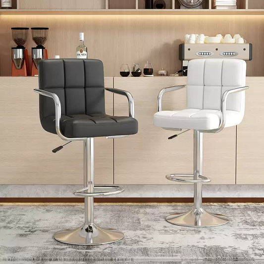 Modern Height Adjustable Bar Stool, PU Leather Swivel Counter Chair