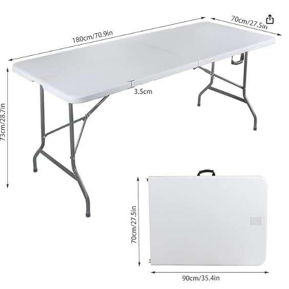 Folding Table 6ft - Plastic Outdoor Folding Dining Table White