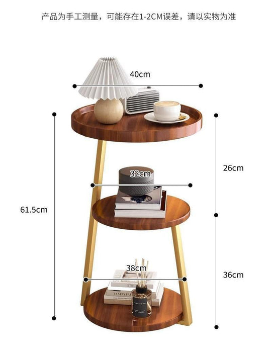 3-Tier Round Modern Side Table，Metal Frame Round Sofa Table