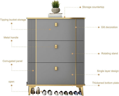 Shoe Cabinet with 3 Flip Drawers, Hidden Shoes Storage Organizer