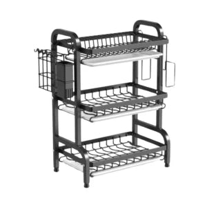 3-TIER DISH RACK WITH UTENSIL HOLDER