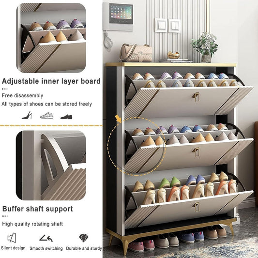 Shoe Cabinet with 3 Flip Drawers, Hidden Shoes Storage Organizer
