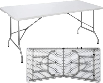 Folding Table 6ft - Plastic Outdoor Folding Dining Table White
