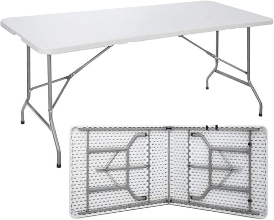 Folding Table 6ft - Plastic Outdoor Folding Dining Table White