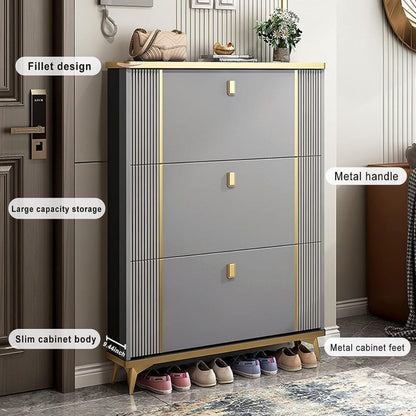Shoe Cabinet with 3 Flip Drawers, Hidden Shoes Storage Organizer