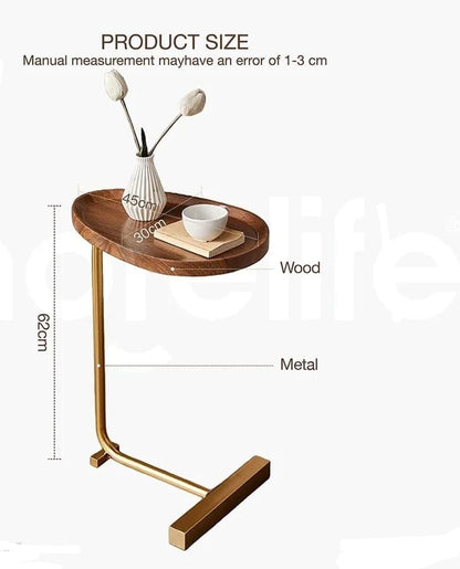 C Shaped Side Table for Sofa Couch Bed