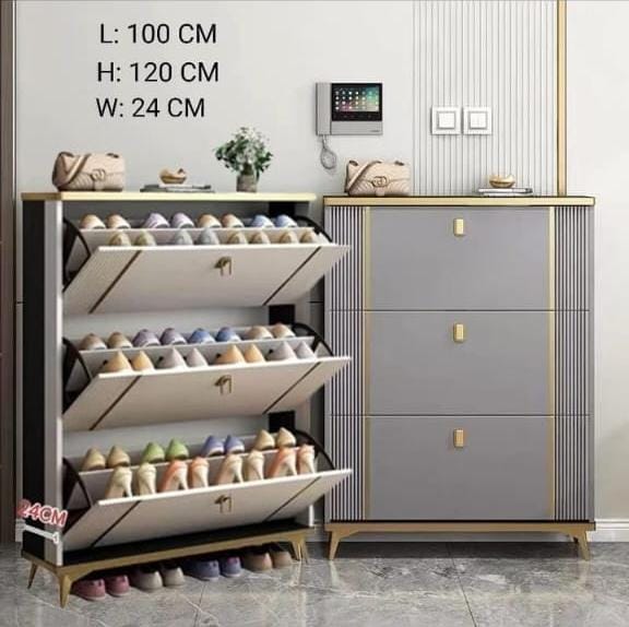 Shoe Cabinet with 3 Flip Drawers, Hidden Shoes Storage Organizer