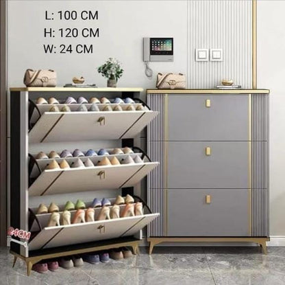Shoe Cabinet with 3 Flip Drawers, Hidden Shoes Storage Organizer