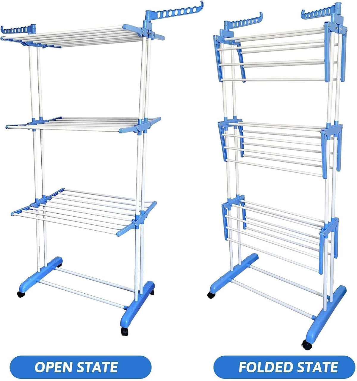 Three Layer Cloth Rack with Stainless Steel Rods