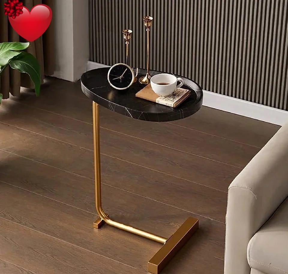 C Shaped Side Table for Sofa Couch Bed