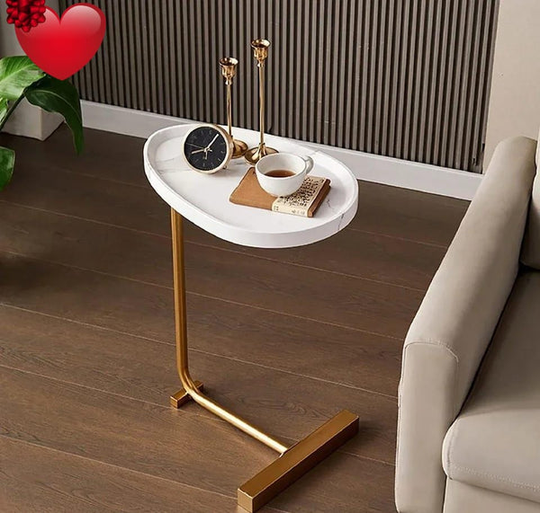 C Shaped Side Table for Sofa Couch Bed