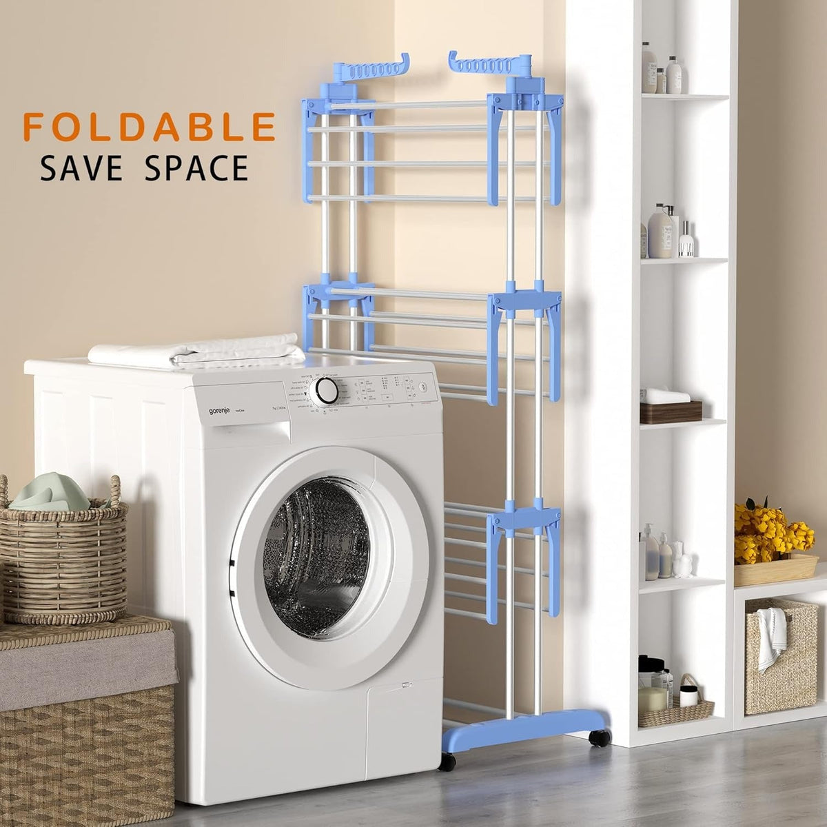 Three Layer Cloth Rack with Stainless Steel Rods