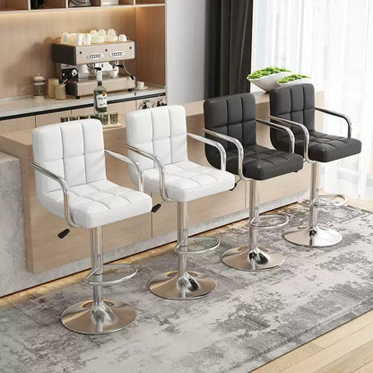 Modern Height Adjustable Bar Stool, PU Leather Swivel Counter Chair