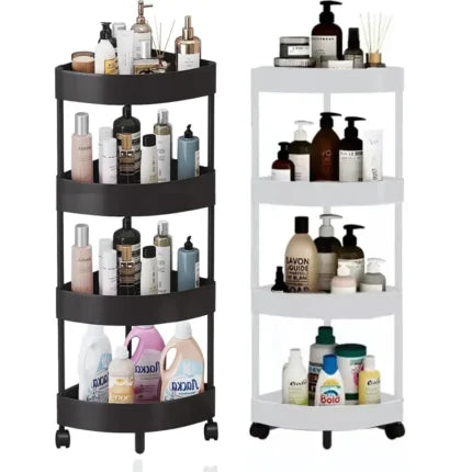5-TIER CORNER STORAGE RACK WITH ROTATABLE WHEELS –