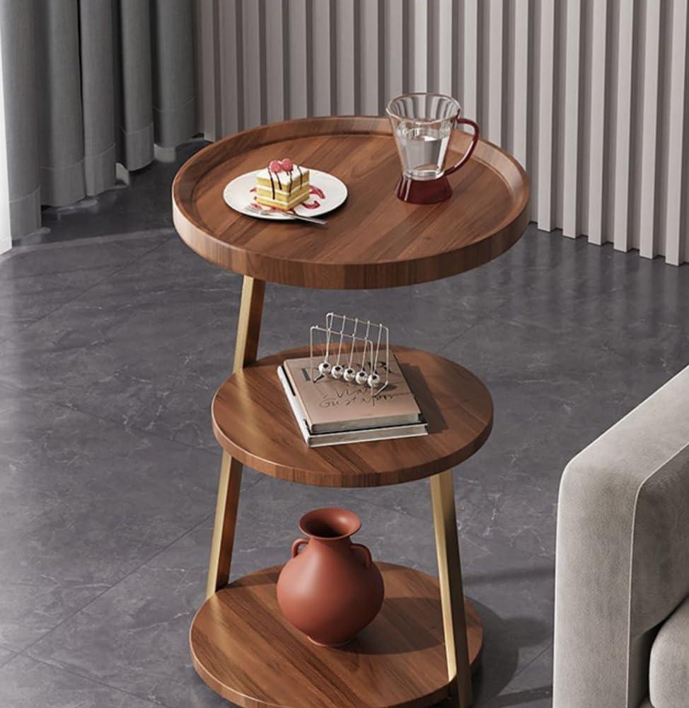3-Tier Round Modern Side Table，Metal Frame Round Sofa Table