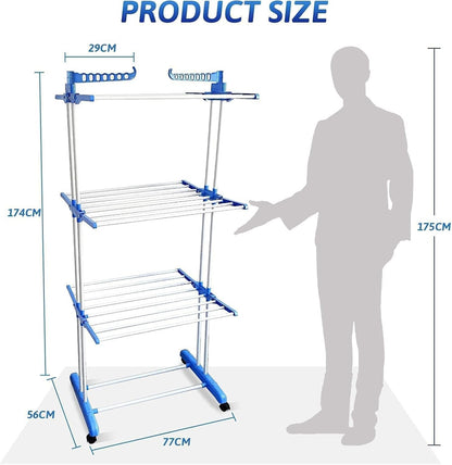 Three Layer Cloth Rack with Stainless Steel Rods