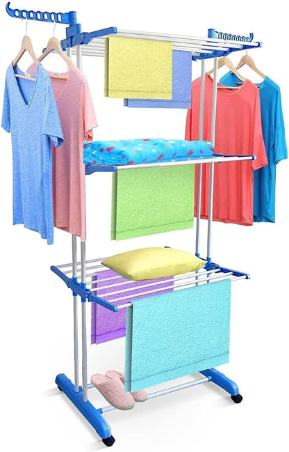 Three Layer Cloth Rack with Stainless Steel Rods