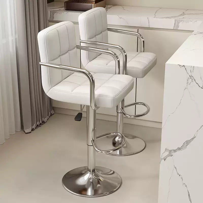 Modern Height Adjustable Bar Stool, PU Leather Swivel Counter Chair