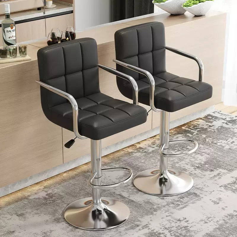Modern Height Adjustable Bar Stool, PU Leather Swivel Counter Chair
